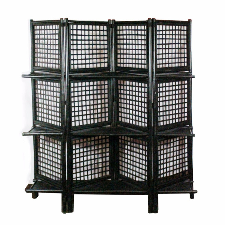 Foldable Bamboo Screen, Black