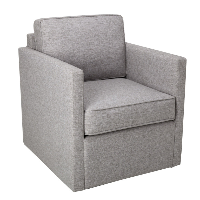 Fabric Upholstered Wooden Swivel Accent Chair, Gray