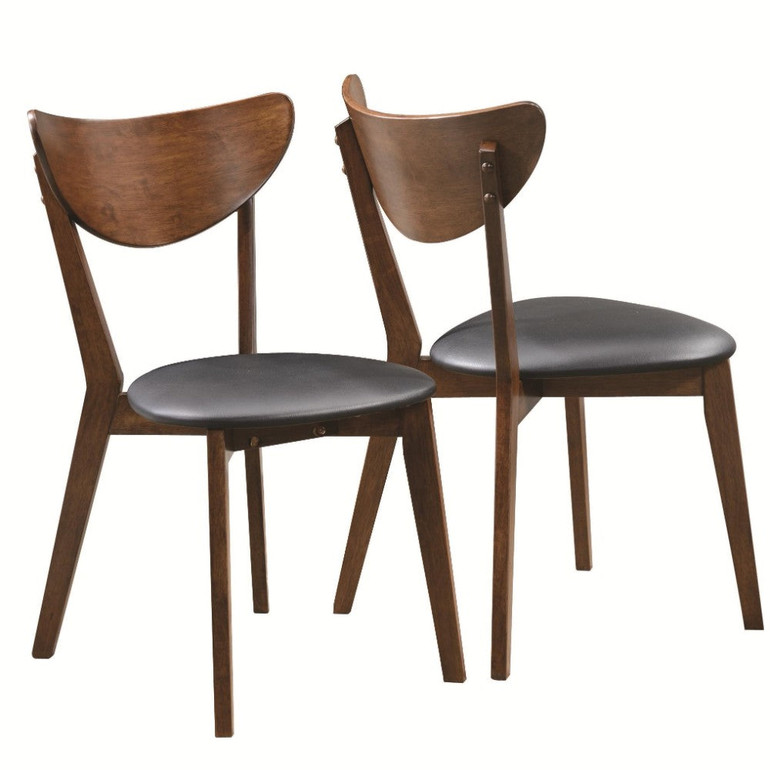 Dining Side Chair with curved Back, Brown & Black, Set of 2