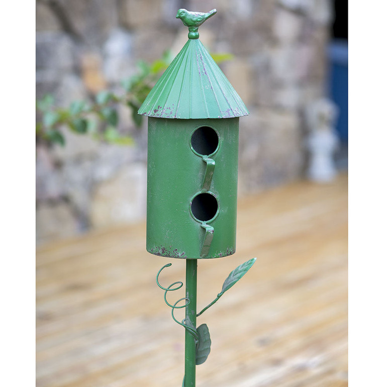 Two Story Morning Glory Birdhouse Garden Stake