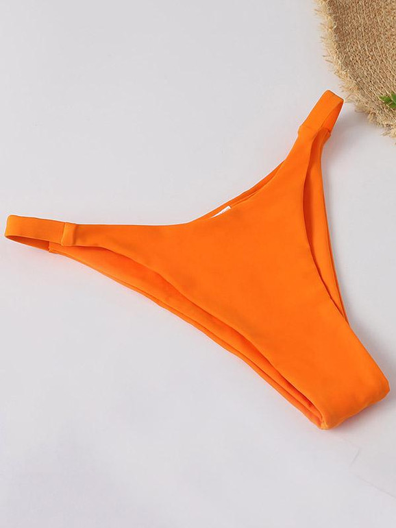 Bandage Solid Color Bikini Swimsuit