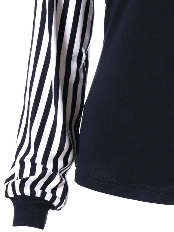 Casual Contrast Color Striped Blouses&Shirts Tops