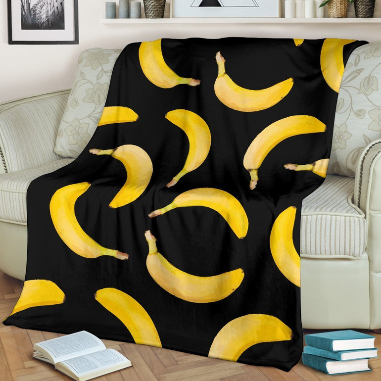 Black Banana Pattern Print Blanket KTSR