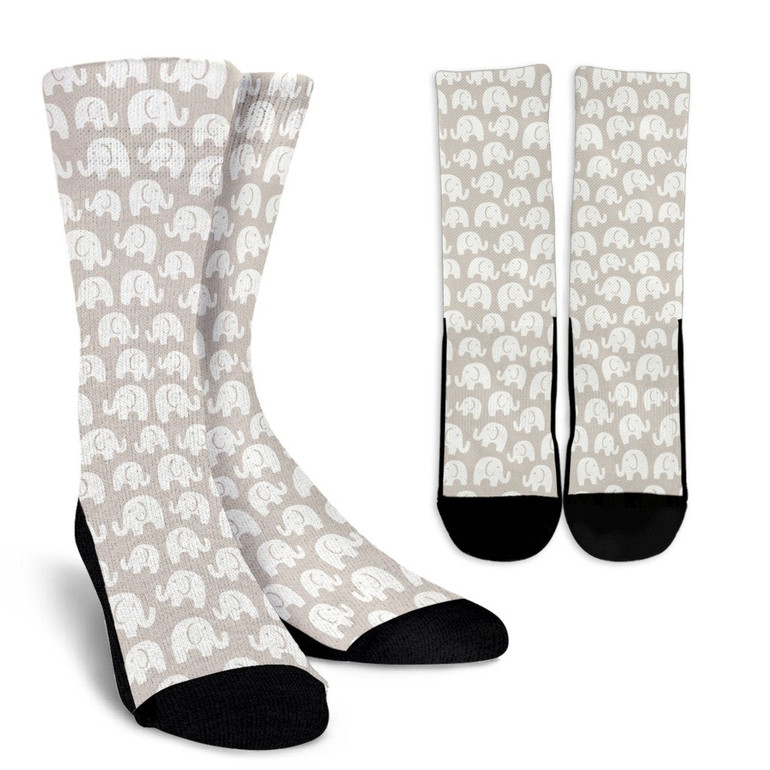 Gray and White Elephant Pattern Socks