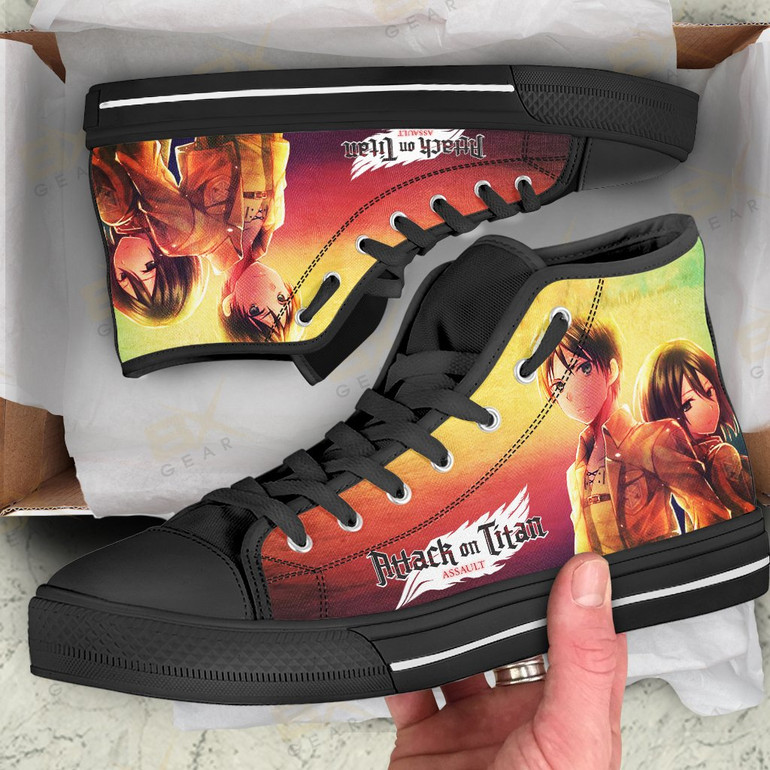 Attack On Titan Shoes High Top Eren Yeager & Mikasa Ackerman
