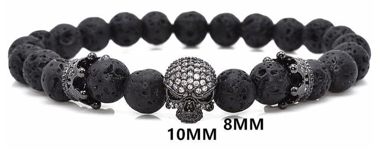 Skull & Crown Lava Stone Essential Oil Diffuser Bracelet ☠