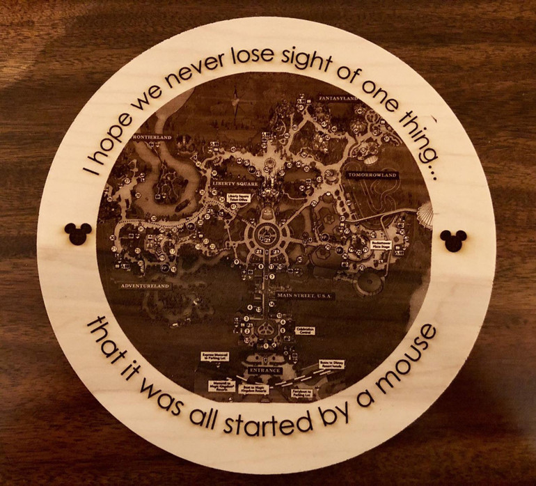 WDW Magic Kingdom Wooden Map Plaque