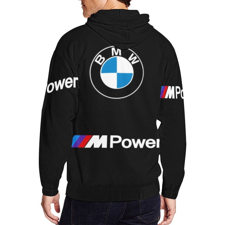 Bmw M Power All Over Print Full Zip Hoodie for Men