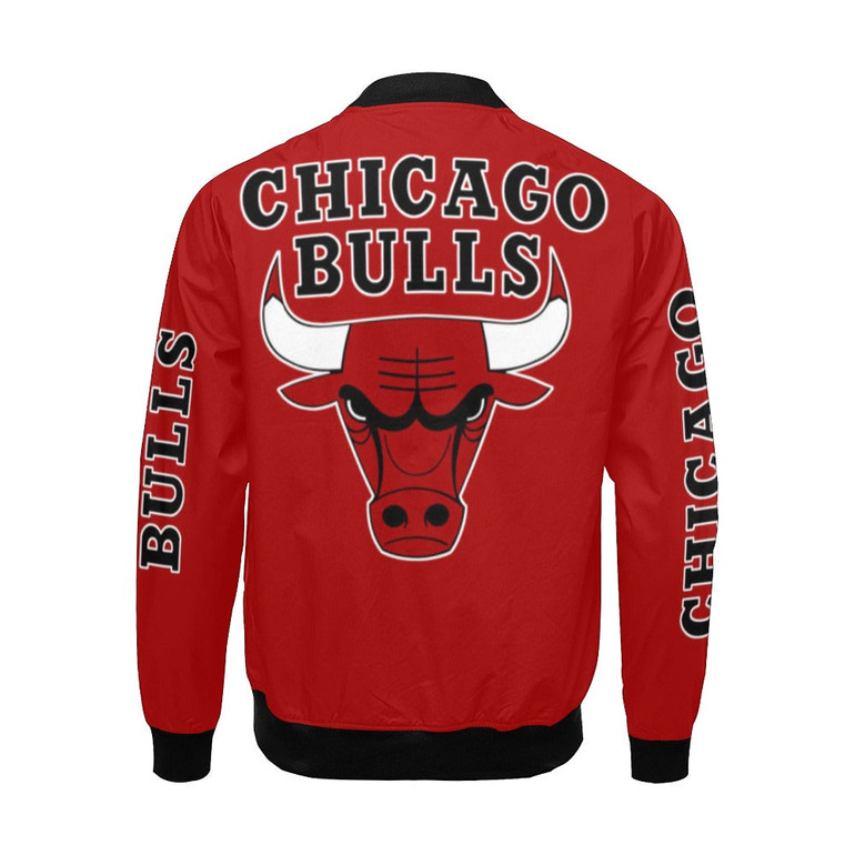 Chicago Bulls Red All Over Print Bomber Jacket for Men