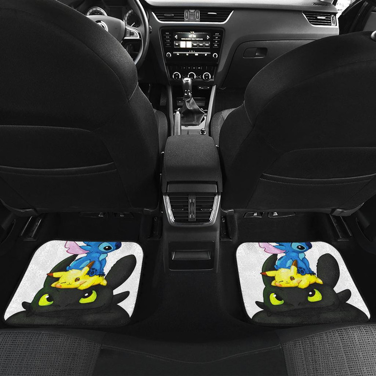 Toothless Pikachu Stitch Front And Back Car Mats