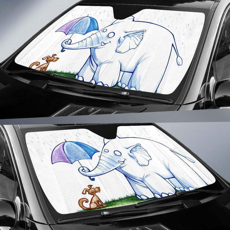 Elephant And Dog Auto Car Sun Shade Windshield