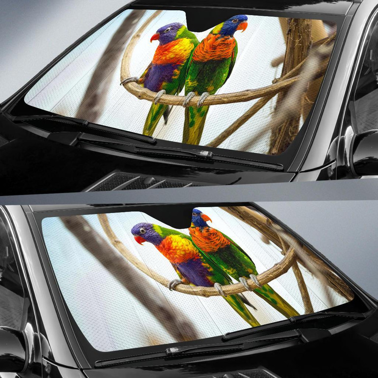 Parrots Pair Red Beak Auto Car Sun Shade Windshield Parrots Pair Red Beak Auto Car Sun Shade Windshield