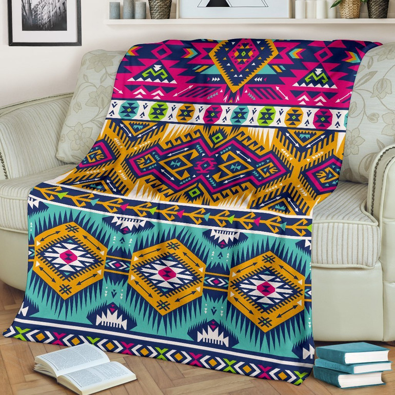 Bright Colors Aztec Pattern Print Blanket KTSR