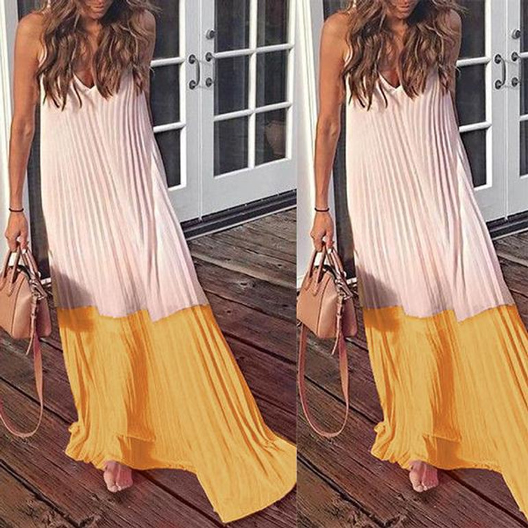 Temperament Loose V-Neck Spliced Dress