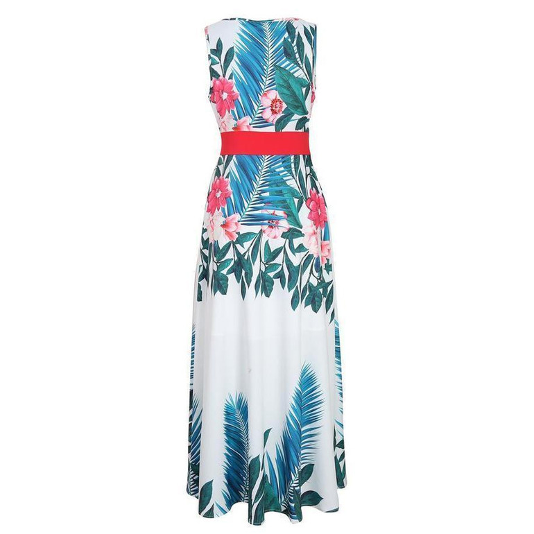 Fashion Floral Print Sleeveless Maxi Dress