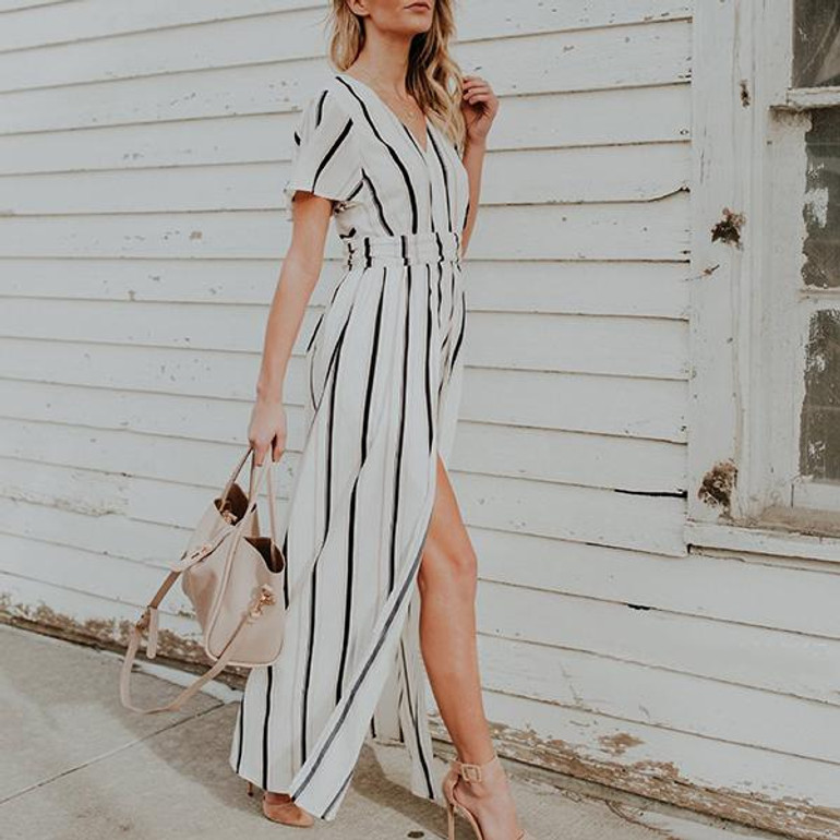 Fashion Casual Stripe Irregular Dress