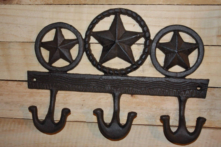 Vintage-look Lone Star Bath Decor, Fast Free Shipping, Heavy Duty Texas Lone Star Design Bath Towel Hook, Solid Cast Iron, W-56