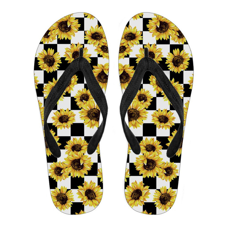 Sunflower Flip Flop For Men/Women - Black/White