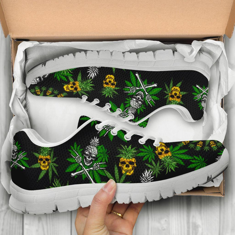 Pineapple Cannabis Skull Skeleton Sneaker Black