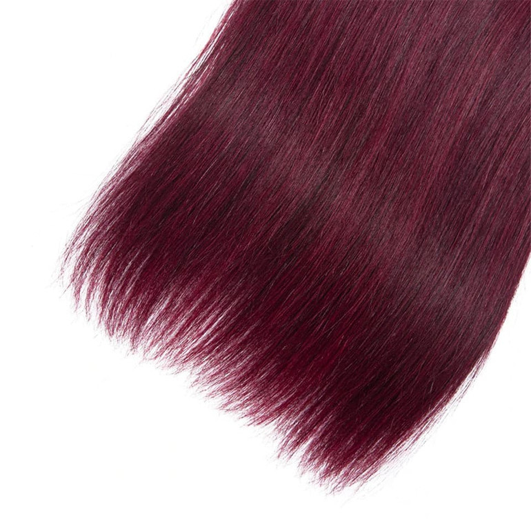 lumiere color 99j Straight Hair 4 Bundles With 4x4 Lace Closure Pre Colored human hair