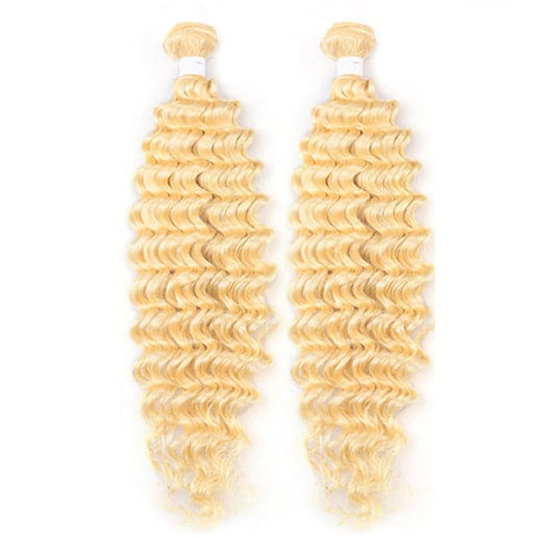 lumiere 613 Blonde Deep Wave 3 Bundles human hair with transparent lace