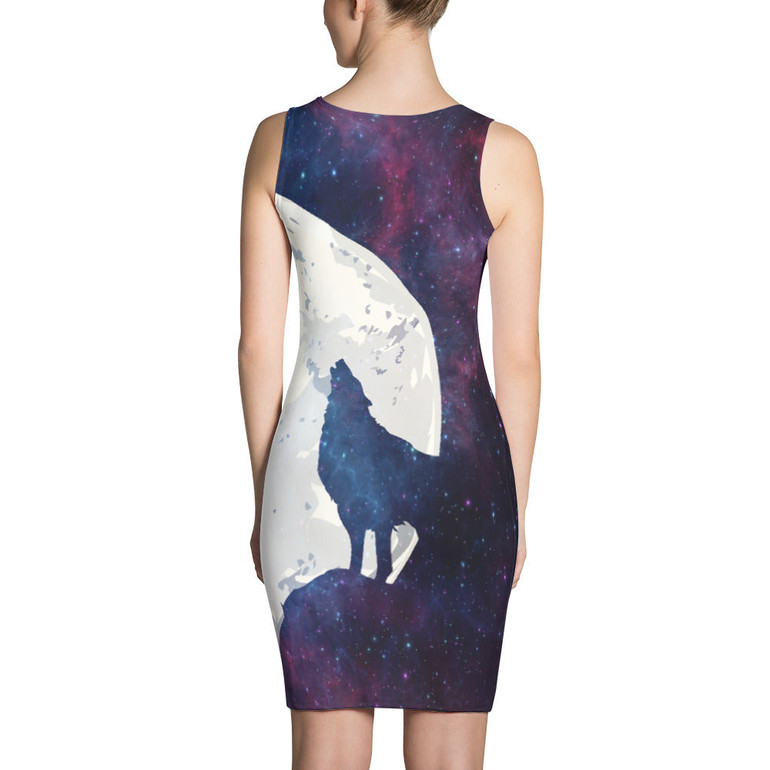 Wolf Howling at The Moon Dress