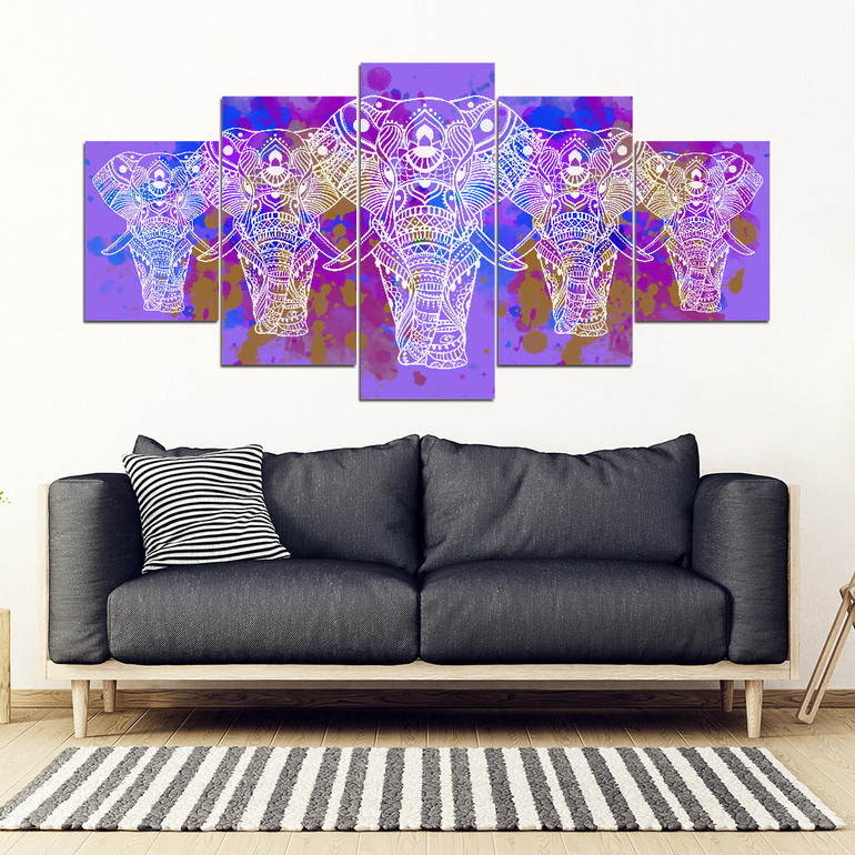 Elephant Mandala Canvas Wall Art Home Decor 5 Pieces