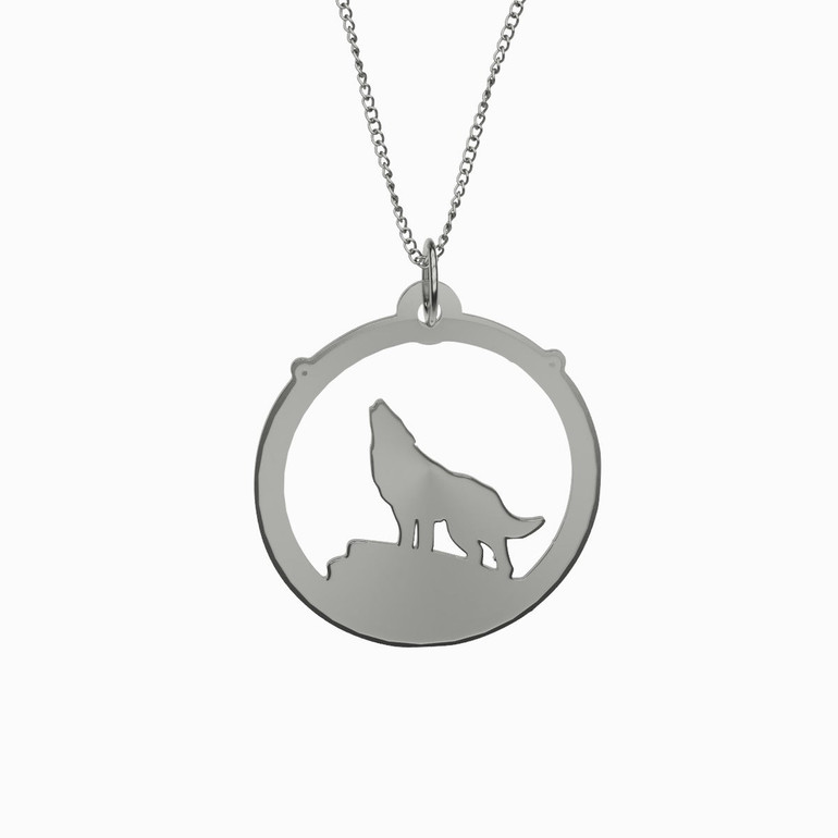 Howling Wolf Necklace 925 Sterling Silver