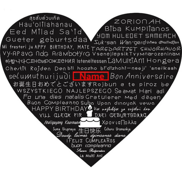 Personalized Custom Name "Happy Birthday" In Multiple Languages Projection Necklace