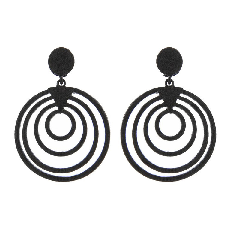 Round Textured Metal Drop Earrings