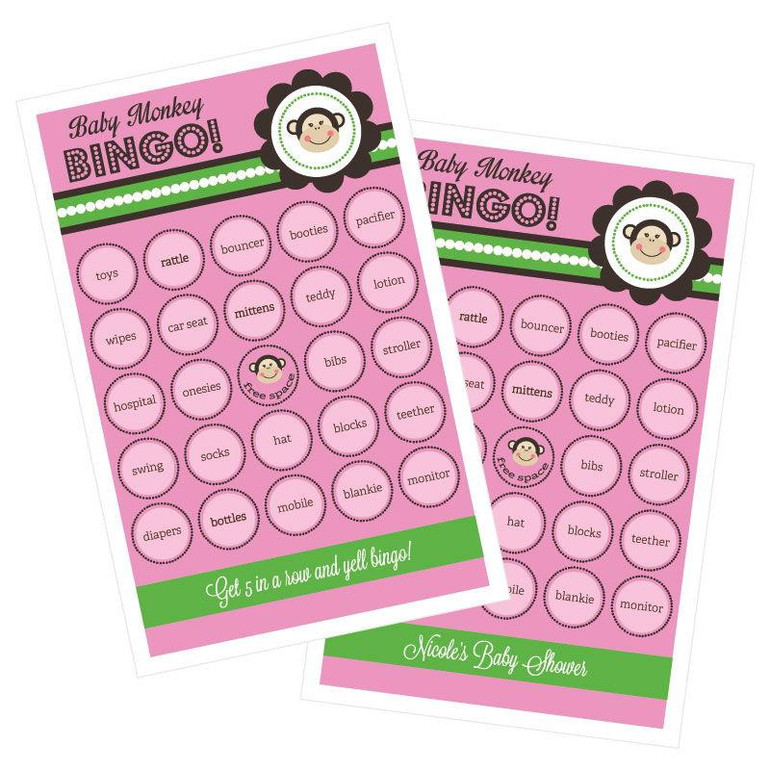 Pink Monkey Party Bingo (set of 16)