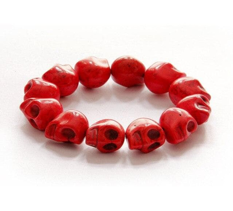 Skull Bracelet <br> Red Skull Beads