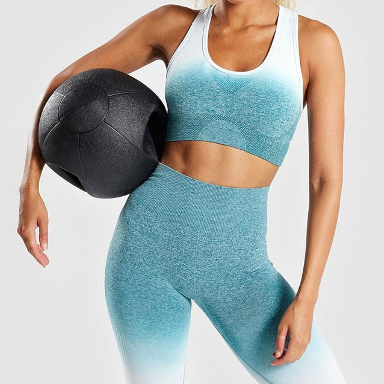 Seamless women's sports bra and leggings set
