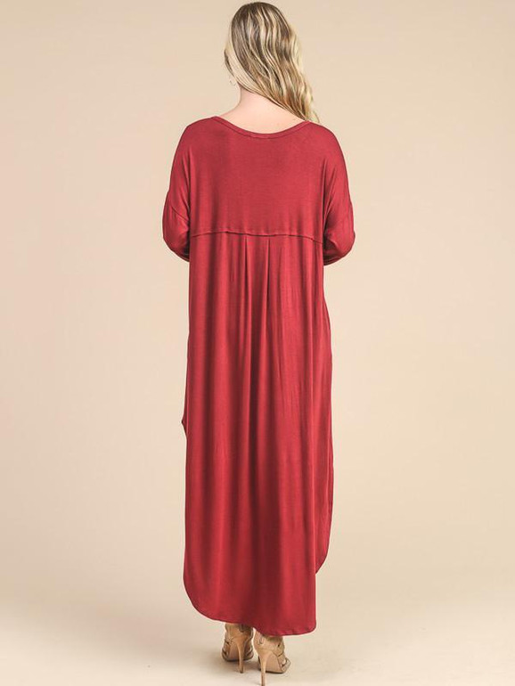 Casual Solid Color Split-side Maxi Dress