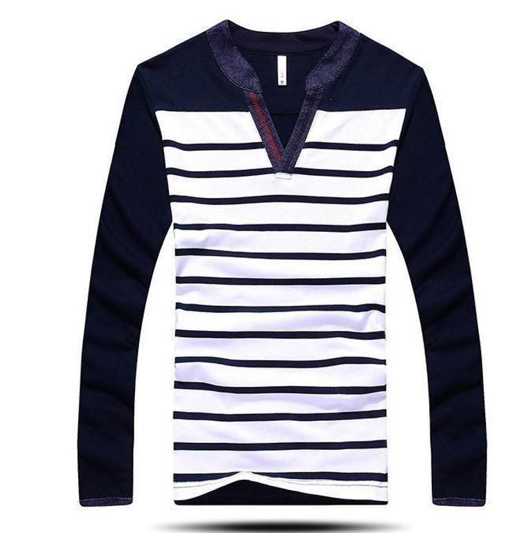 Men's V-Neck Fashion Stripe Shirt
