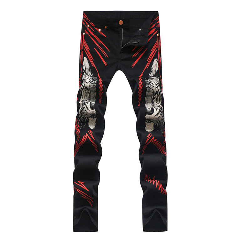 Men's Leopard Type Printed Men's Fashion Design Jeans