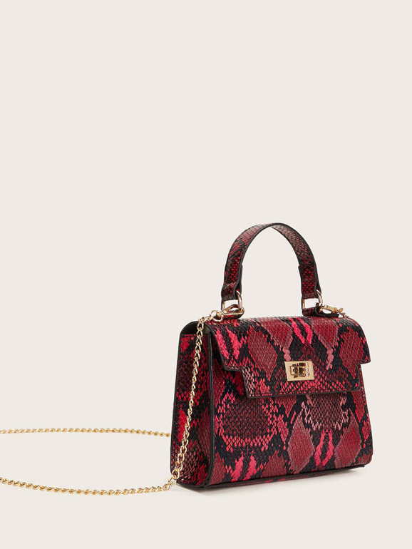 Twist Lock Snakeskin Satchel Bag