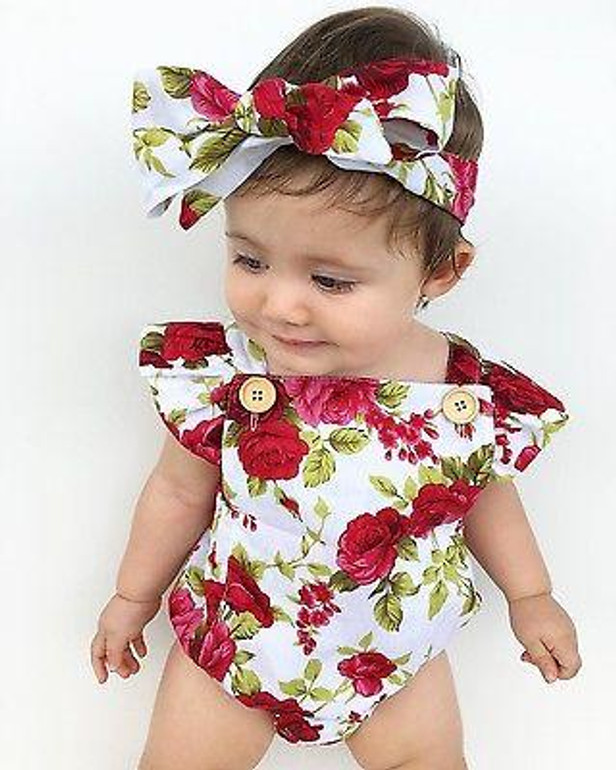 2pcs Set Newborn Baby Girls Summer Floral Rompers +headhand Baby Girls Flower Jumpsuit Clothes Outfits 2pcs Set Newborn Baby Girls Summer Floral Rompers +headhand Baby Girls Flower Jumpsuit Clothes Outfits