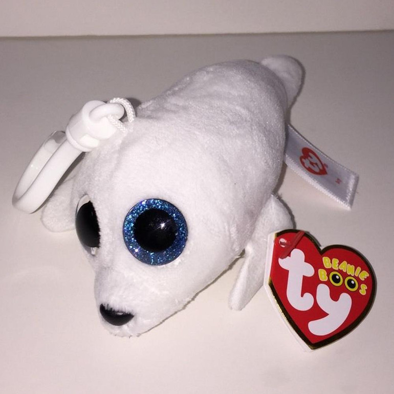 Pyoopeo Ty Beanie Boos 4" 10cm Icy Seal Clip Keychain Clip Keychain Plush Stuffed Animal Collectible Doll Toy