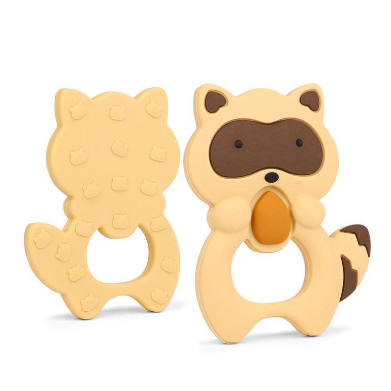 TYRY.HU Silicone Raccoon Teether Silicone Teething Beads Rubber Teething Ring Babies Beads Carrier Baby Safety Holder Accessory TYRY.HU Silicone Raccoon Teether Silicone Teething Beads Rubber Teething Ring Babies Beads Carrier Baby Safety Holder Accessory