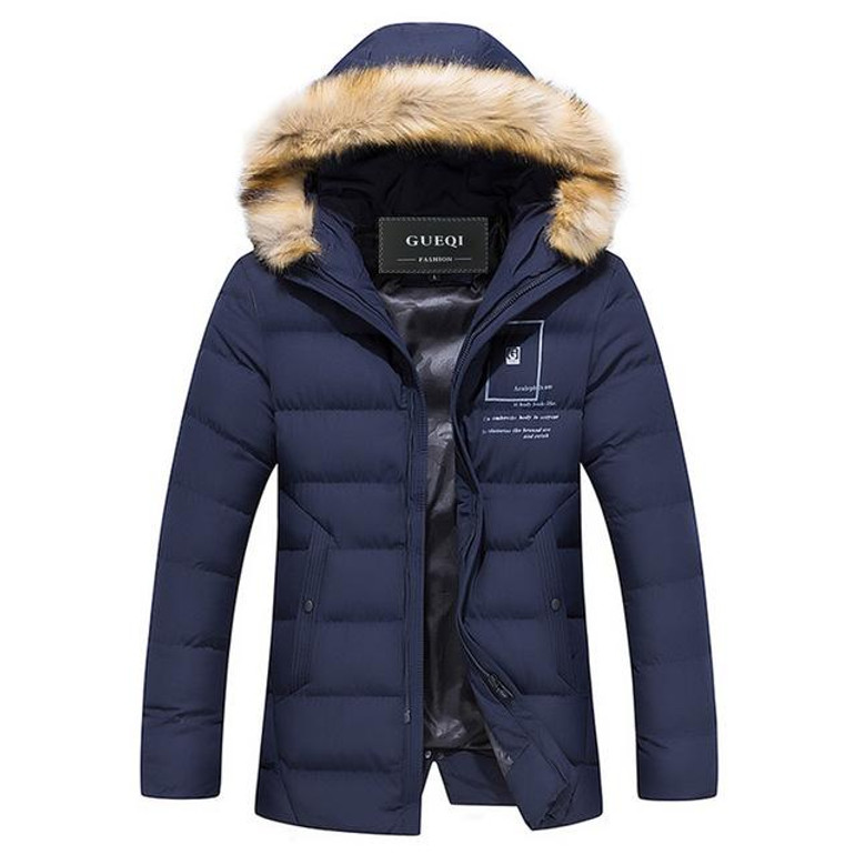 GUEQI ADD Fleece Man Warm Black Parkas Plus Size L-3XL New Fur Hooded Windproof Outerwear Men Casual Winter Long Jackets