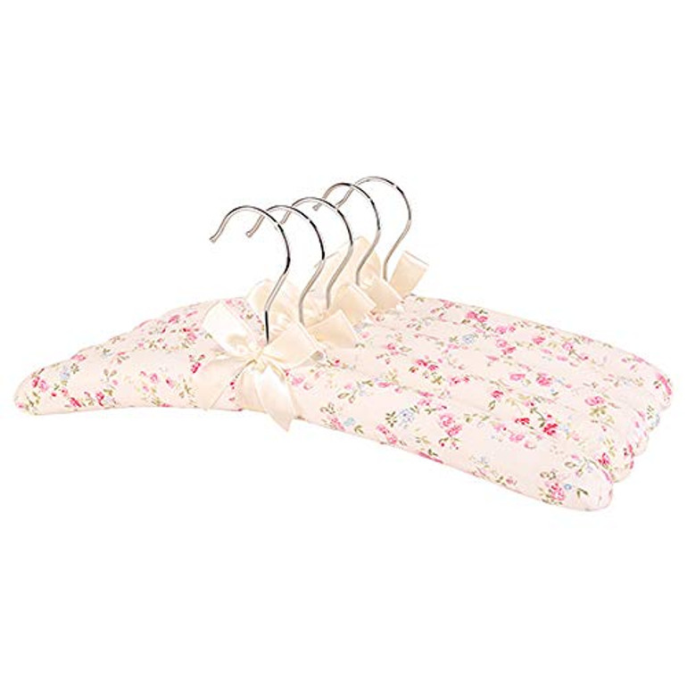 Xyijia Hanger Dress Hanger Set for Adult with Ribbon Bow, Pack of 5, Floral White Ocean Pinks Coat Hangers Bride's Gift