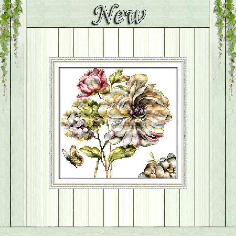 Hydrangeas flower rose decor painting counted print on canvas DMC 11CT 14CT chinese Cross Stitch kits embroidery needlework Sets