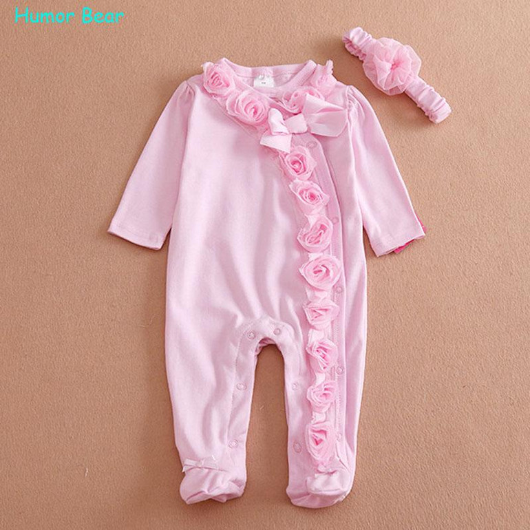 Humor Bear Princess Style Newborn Baby Girl Clothes Girls Lace Rompers+Hats Baby Clothing Sets Infant Jumpsuit Gifts