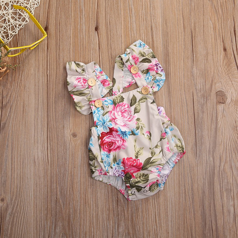 Newborn Infant Baby Clothing lIttle Kids Girl Romper Summer Floral Jumpsuit braces Babies Clothes Outfits