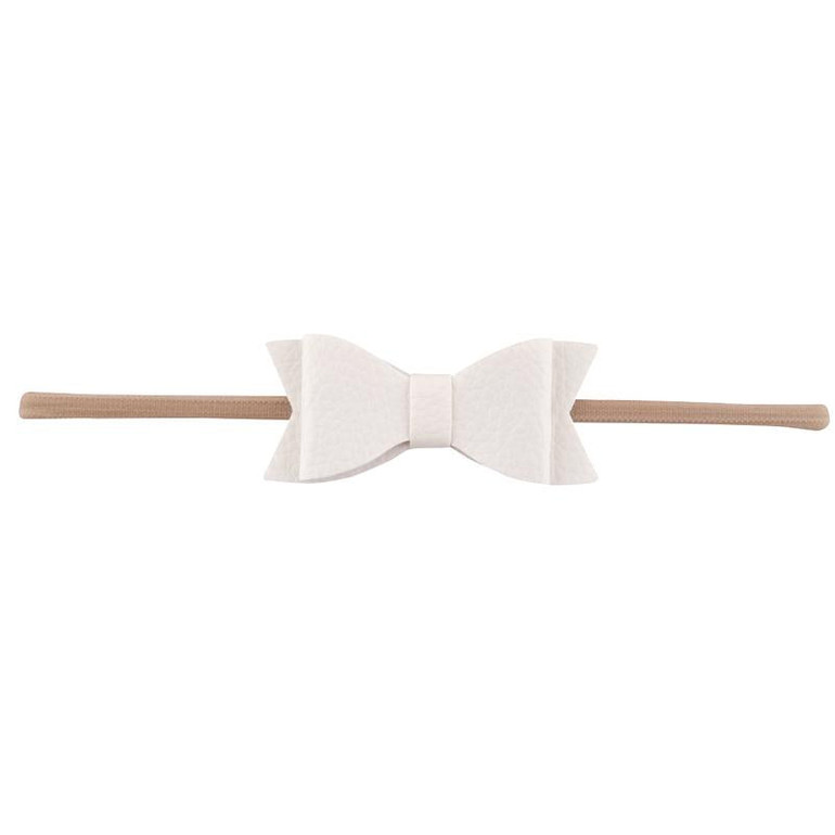 Newborn Girls Nylon Headband Leather Hair Bows Bowknot Headwear For Kids Children Hair Accessories Boutique Elastic Hair Band