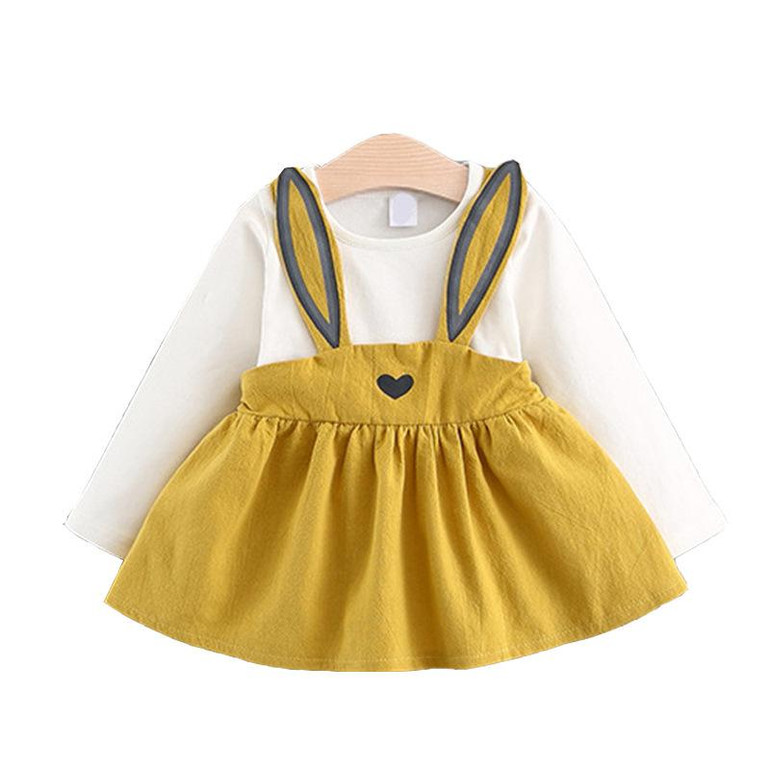 Cute rabbit Baby Girl Dress 2017 New Casual Autumn Baby Clothes Long Sleeve cotton baby Dress baby girl clothes 0-24month
