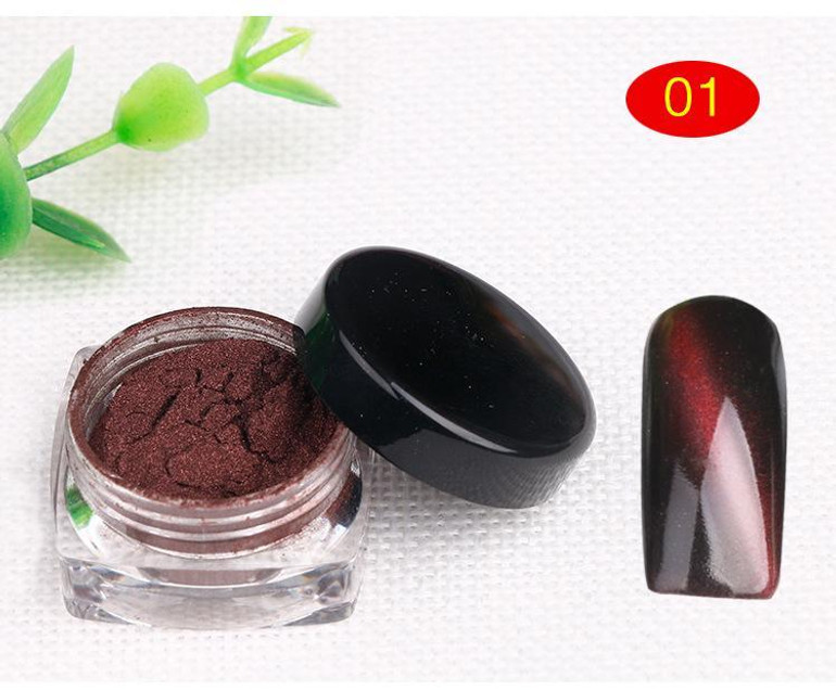 3G Chrome Pigment Nail Glitter Effect on Pink Color Mirror Powder Aluminium Powder Nail Art
