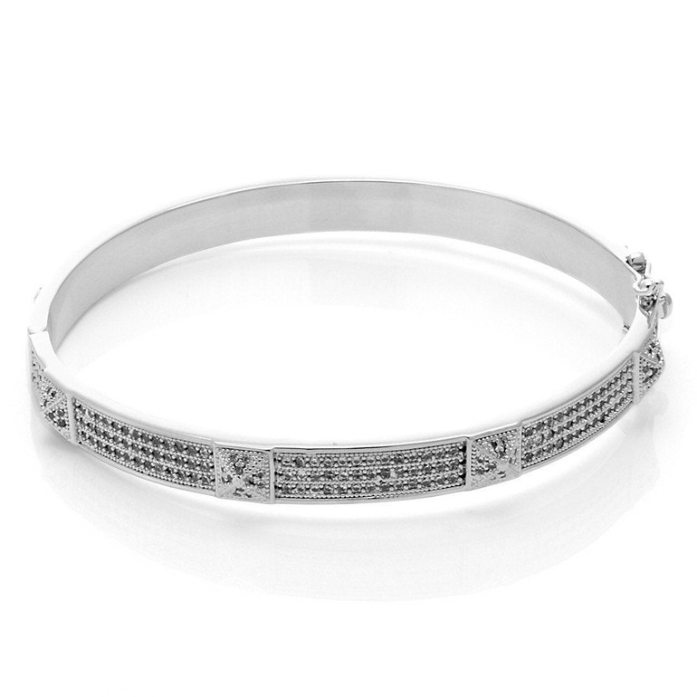 Rhodium CZ Pyramid Bangle