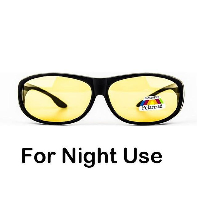 Night driving Polarized fitover fit over sunglasses block high beam light wear on prescription glasses